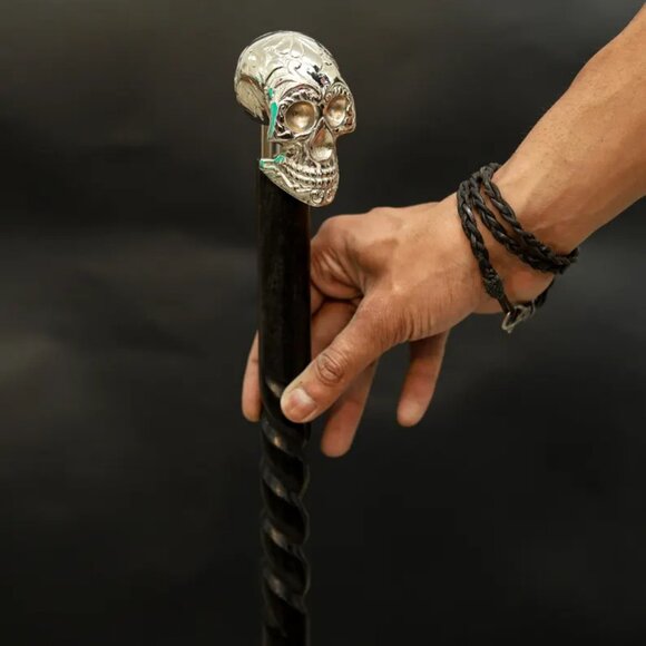 Vintage Solid Brass Walking Stick Handle with Chrome Finish – Timeless Elegance - Picture 1 of 7